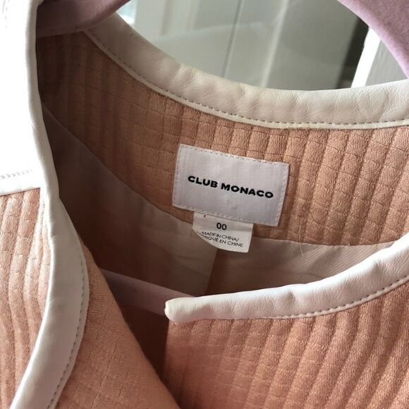 Club Monaco Quilted Bomber Jacket Peach White - Picture 5 of 11
